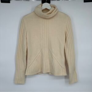 Jillian Jones Cream Lambs Wool Blend Turtleneck Sweater Small